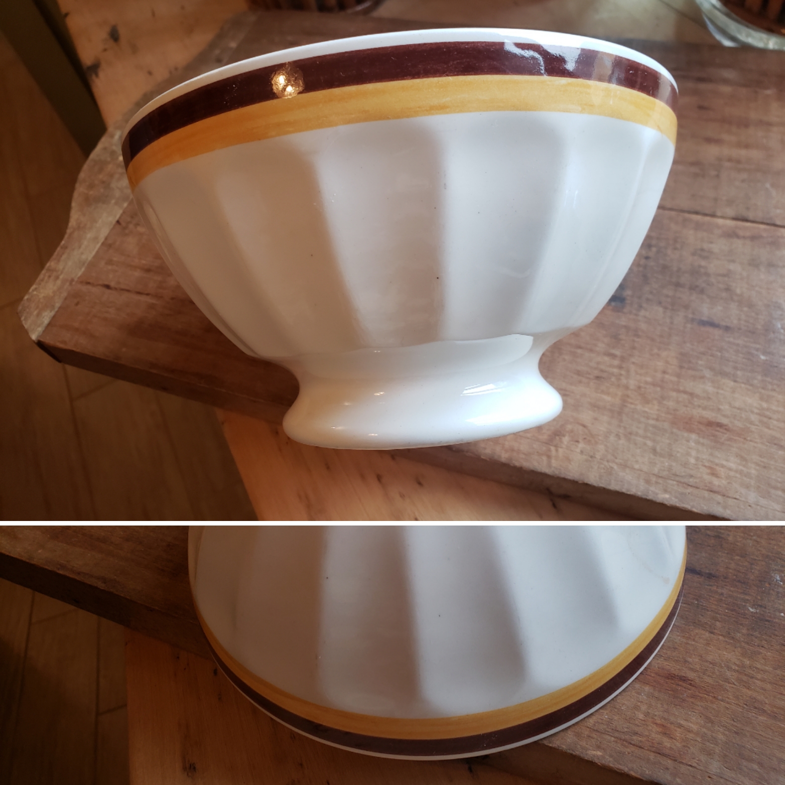 Bol Ancien Jaune Porcelaine - Vintage 1940, France, 12,5cm, Très Bon état